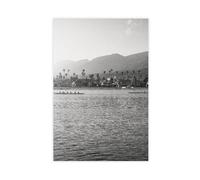 SDKAHKZO Póster de Santa Bárbara en blanco y negro, póster de California, Estados Unidos, América del Norte, póster decorativo para pared, hogar, bar, restaurante, garaje, cafetería, logotipo, regalo