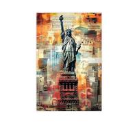 SDKAHKZO Póster moderno de la Estatua de la Libertad que simboliza la libertad y la esperanza bajo el cielo sin fin. Lienzo moderno para pared, impresiones artísticas para sala de estar, dormitorio