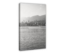 SDKAHKZO Póster moderno de Santa Bárbara Océano en blanco y negro, California, Estados Unidos, América del Norte, lienzo, impresiones artísticas, pinturas para sala de estar, dormitorio, decoración de