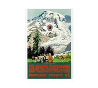SDKAHKZO Rainier Yellowstone National Recreation Area, lienzo de viaje vintage de Alaska, póster moderno de pared, impresiones artísticas para sala de estar, dormitorio, decoración de 30 x 45 cm
