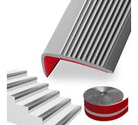 SDLDEER Borde para escalera, 3 metros, 50 x 25 mm, en forma de L, pelar y pegar, autoadhesivo, protector de borde de escalón, tira de goma flexible para suelos interiores y exteriores, color gris