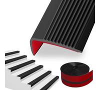 SDLDEER Borde para escalones de 6 metros, 50 x 25 mm, en forma de L, para pelar y pegar, autoadhesivo, protector de borde de goma flexible para suelos interiores y exteriores, color negro