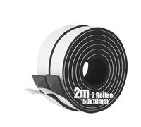 SDLDEER Cinta de Espuma, Tira de Espuma Autoadhesiva 50mm(An) X 10mm(Gr) X 2m(L) Burlete Sellador de Puerta, Burlete Excluyente de Corrientes para Ventanas y Puertas, Anticolisión, Resistente a la