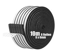 SDLDEER Cinta de Espuma, Tira de Espuma Autoadhesiva 6mm(A) X 6mm(G) X 10m(L) Burlete Sellador de Puerta, Tira Selladora Anticolisión, Excluyente de Corrientes de Aire para Ventanas y Puertas