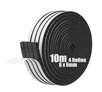 SDLDEER Cinta de Espuma, Tira de Espuma Autoadhesiva 6mm(A) X 6mm(G) X 10m(L) Tira Selladora Burlete de Puerta, Excluyente de Corrientes de Aire para Ventanas y Puertas, Anticolisión, Resistente a la