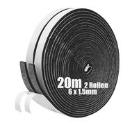 SDLDEER Cinta de espuma, tira de espuma autoadhesiva de 6 mm de ancho x 1,5 mm de grosor x 20 m de largo, burlete para puertas y ventanas, excluyente de corrientes de aire, anticolisión, resistente a
