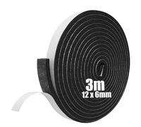 SDLDEER Cinta de sellado autoadhesiva de espuma para ventanas y puertas, sellado anticolisión, aislamiento acústico (12 mm (ancho) x 6 mm (D) x 3 m (L))
