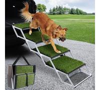 SDLDEER Escalera para perros para coche, rampa para perros, plegable, superficie antideslizante de césped artificial, ayuda para el acceso a todos los vehículos, altura ajustable, soporta hasta 80 kg