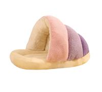 Sdlnklm Cama Pequeña para Mascotas, Cama Suave para Gatos, Cálida, Diseño Semicerrado, Saco de Dormir Tipo Zapatilla, Material de Terciopelo, Auto-Cale, Rosa, L