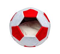 Sdlnklm Casa para Gatos Cama Cueva para Perros Colchón Ajustable Nido de Peluche en Forma de Fútbol Adecuada para Interiores Mascotas Dormitorio Regalo Decora, Rojo L