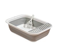 Sdlnklm Contenedor de Arena Plegable para Gato con Caja Sanitaria Plegable Diseño Compacto Tapa Semicerrada y Facilidad de Transporte Adecuado para Viajes Hogares y Espacios Reducidos, Gris, S