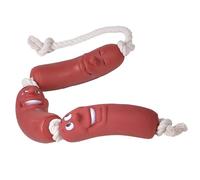 Sdlnklm Juguete Masticable para, Anillo de Dentición, Accesorio de Goma Duradera para Mascotas con Cuerda de Algodón para Jugar, Tres Secciones