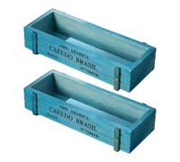 Sdlnklm Macetero de Madera, Contenedor para Plantas, Rectangular, Retro, Caja de Madera Decorativa, Multifuncional, para Uso Interior Y Exterior, para Bodas, Azul