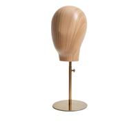 Sdlnklm Soporte de Exhibición Maniquí Cabeza Soporte Base Altura Ajustable Exhibidor Sombreros Estabilidad Plástico Metal , Imitación De Madera con Base Dorada Altura Ajustable
