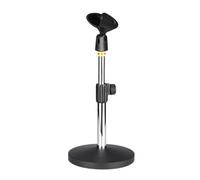 Sdlnklm Soporte de micrófono con base de disco, resistente, altura ajustable, accesorios, color negro, soporte profesional para presentaciones, reuniones, Plata