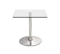 SDM Mesa de diseño Multiusos BERNIA, Cuadrada de 60 cms., cromada, Cristal Templado de 8 mm. de Espesor. Altura 72 cms