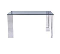 SDM Mesa Rectangular de diseño IMPRONTUS, de Comedor, de Acero Inoxidable y Cristal Transparente, 160x90 cms