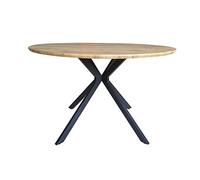SDM Mesa Redonda de diseño Moderno Comedor, Cocina, Oficina, armazón metálico con Acabado Negro, Tapa de DM Madera bilaminada, 120 cms de diámetro