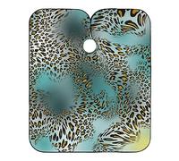 SDMKA Capa de peluquería profesional con estampado de leopardo turquesa con estampado de guepardo impermeable para peluquería con cierre a presión delantal multifuncional de peluquero para hombres y