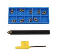 SDNCN0808H07 - Soporte de cincel giratorio (8 x 125 mm, para derecha + placa de corte de metal duro DCMT070204 para mecanizado de acero con llave)