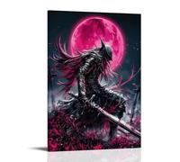 sdnkbro Póster decorativo con diseño de guerrero oscuro bajo la luna de sangre, lienzo para pared e imagen artística moderna para decoración de dormitorio familiar, 60 x 90 cm