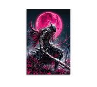 sdnkbro Póster decorativo con diseño de guerrero oscuro bajo la luna de sangre, lienzo para pared e imagen artística moderna para decoración de dormitorio familiar, 40 x 60 cm