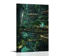 sdnkbro Póster decorativo de arte conceptual de la ciudad del bosque del futuro, póster decorativo de pared e impresión artística moderna para dormitorio familiar, pósteres de 30 x 45 cm