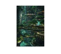 sdnkbro Póster decorativo de arte conceptual de la ciudad del bosque del futuro, póster decorativo de pared e impresión artística moderna para dormitorio familiar, pósteres de 40 x 60 cm