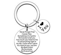 SDOFY Regalo de San Valentín para novia, novio, marido, esposa, I Love You regalos para novio novia, Navidad, aniversario, llavero para ella con texto en inglés "Him Never Forget That I Love You"