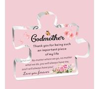 SDOFY Regalos para madrina, regalos de Navidad, cumpleaños, Will You Be My Godmother - Placa acrílica para madrina Thank You for Being a Piece of My Life