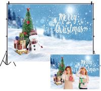 SDOTPMT 1.5x1m Feliz Navidad Fondo Invierno Muñeco de Nieve Palmera con Regalos Paisaje nevado Cielo Azul Fondo de fotografía para niños Decoración de Fiesta de Vacaciones