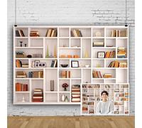 SDOTPMT 1.8x1.2m Blanco Bookshelve Telón de Fondo Simplicidad Estilo Moderno Pared Estantería Libros Marcos Fotografía Fondo Maestros Escritores Profesores Retrato Atrezzo Bibliotecas Banderas