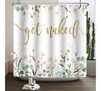 SDOTPMT 105x160cm Obtener Cortinas de baño de Flores Desnudas Plantas de Primavera Flores Silvestres Cortinas de baño de Hojas Verdes Plantas estéticas baños Decorados con Ganchos Impermeables