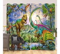 SDOTPMT 117x183cm Dinosaurio Cortina de Ventana Antiguo Salvaje Animal Césped Bosque Cortinas de Ventana Fauna Silvestre Natural Cortinas Opacas para Salón Dormitorio Cortinas Opacas, 2 Paneles