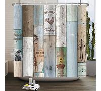 SDOTPMT 120x180cm La pintoresca Granja Cortinas baño Madera es Interesante la Cortina baño bañera Esquina Larga del Oeste Estilo Retro del Campo Cortina baño cinturón decoración baño está vinculado