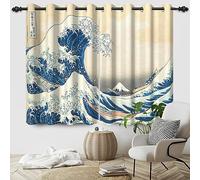SDOTPMT 140x229cm La Gran Ola está Fuera de Las Cortinas de Kanagawa, Cortinas Fuji de la montaña beicaolang, Cortinas Decorativas de la Sala de Estar de Cortinas Infantiles de Ukiyo, 2 Piezas