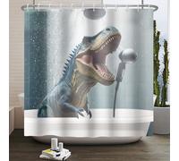 SDOTPMT 165x183cm Divertido Tejido de Dinosaurios Cortina de baño árbol de Dinosaurios Silueta de Aves de Corral niño Cortina de baño Animal Mundo Cortina de baño Gancho decoración de Ducha