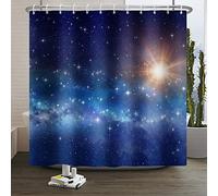 SDOTPMT 165x183cm Galaxia Cortina de Ducha Noche Estrellado Cielo más Brillante Astro Nebulosa Universo Planeta Fantasía Exterior Espacio Cortina bañera para niños Baño Poliéster con Ganchos