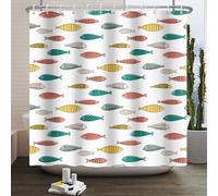SDOTPMT 180x180cm Cortina de Baño Peces Graciosos Motivos Animales Coloridos Abstracción Minimalista Cortina de Baño para la Decoración del Hogar Tela de Poliéster con Ganchos