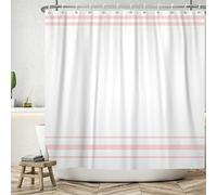 SDOTPMT 180x180cm Cortinas de baño Rosas y Blancas Modernas Minimalistas Cortinas de baño a Rayas Rosas Casas de Campo clásicas Cortinas de baño Cinturones Decorativos de baño vinculados