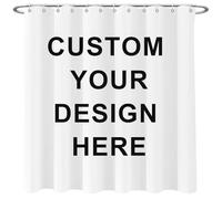 SDOTPMT 180x213cm Cortinas de Ducha Personalizadas Añada su Foto artística única Imagen Texto Insignias Cortina de Ducha Impermeable Personalizada para Cuarto de baño Cuarto de Lavado del con Gancho