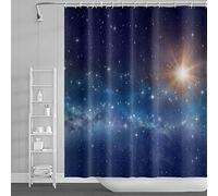SDOTPMT 180x243cm Galaxia Cortina de Ducha Noche Estrellado Cielo más Brillante Astro Nebulosa Universo Planeta Fantasía Exterior Espacio Cortina bañera para niños Baño Poliéster con Ganchos