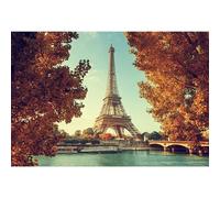 SDOTPMT 2,2x1,5m Torre Eiffel Telón de Fondo Europa Francia Sena Río Puente Barco París Torre de Arce Hojas de otoño Vista Fondo Adultos Retratos de Boda Vacaciones Foto Estudio Props