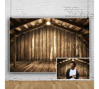SDOTPMT 3.6x3m Casa de Madera Cabaña Telón de Fondo Pared Vintage Madera Marron Granja Rústica Puerta de Granero Fondo de Fotografía de Madera para Vaqueros Atrezzo para Fiestas temáticas