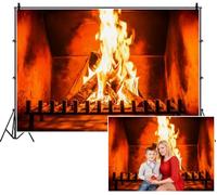 SDOTPMT 3x2.5m Feliz Navidad Fondo ardiente Caliente Chimenea realismo Llamas fotografía Fondo para reunión Familiar dispara Accesorios niños Fiesta decoración