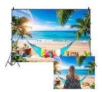SDOTPMT 3x2m Verano Playa Tema Telón de Fondo Hawaiano Océano Azul Cielos Seaside Tropical Palmeras Fotografía de Fondo para Decoraciones de Fiesta Photoshoot Foto Bandera de Fondo Suministro
