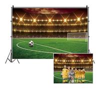 SDOTPMT 5x3ft Respaldo de poliéster Campo Fútbol Juegos Deportivos Fondo Fiesta cumpleaños Estadio de fútbol de Vidrio Verde focos Accesorios del Estudio fotográfico del Club Deportivo
