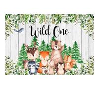 SDOTPMT 5x3ft Wild One Animals Correa de poliéster Safari Animals Country Board Acuarela Hojas de Palma Doradas Lunares Fondo Blanco bebé Regalo Fiesta de cumpleaños decoración