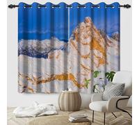 SDOTPMT 66x160cm Cortinas de Ventana de Pico de montaña Nevada Ahora Cubiertas Rocas majestuosas SBreathtaking Alpino Iluminado por el Sol para Cortinas de Ventana de Sala de Estar, 2 Panels