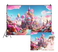 SDOTPMT 7x5ft Candyland Fondo de poliéster Castillo ensueño Caramelo Fondo Nube Rosa Cuento Hadas Princesa Fiesta de cumpleaños Infantil Fondo Decorado Accesorios Estudio Neonatal